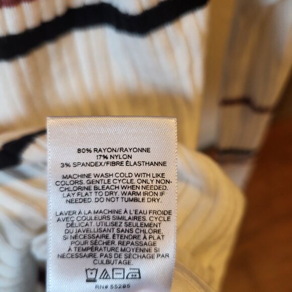 Women's Express long sleeve striped, white/black/mauve, pullover sweater. Medium - Picture 7 of 9